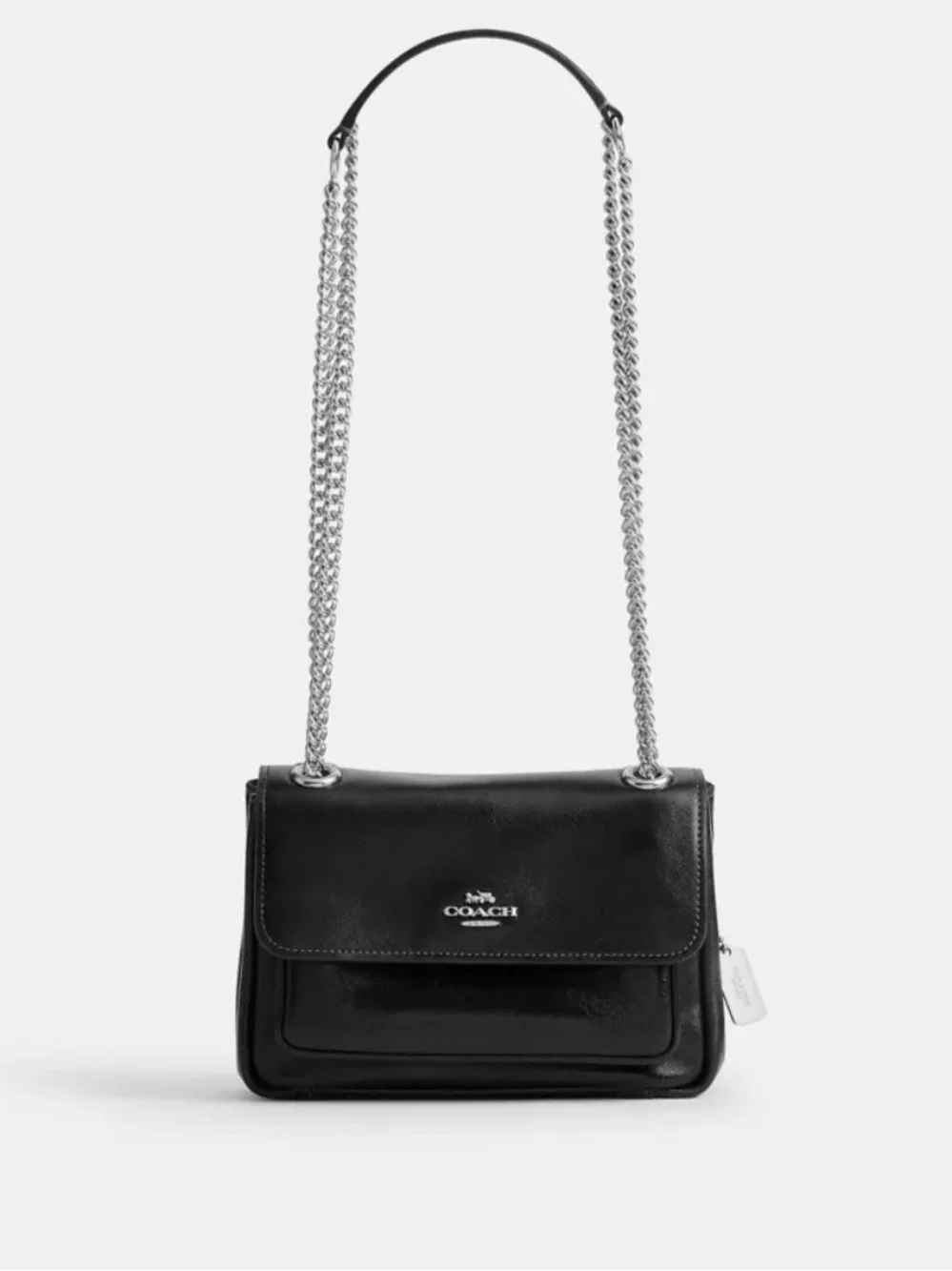 Coach Klare Crossbody 25 Double Chain Strap Black Pebbled Leather Bag CC353